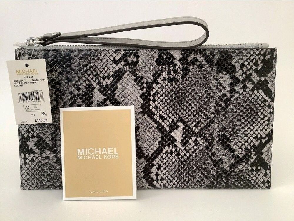 Michael Kors Jet Set Large Zip Pebbled Leather Clutch Wristlet-New w/ Tags